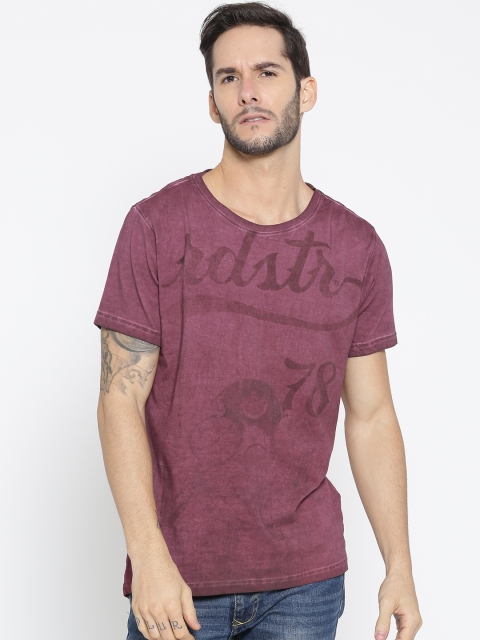 

Roadster Men Pink Printed Round Neck T-shirt