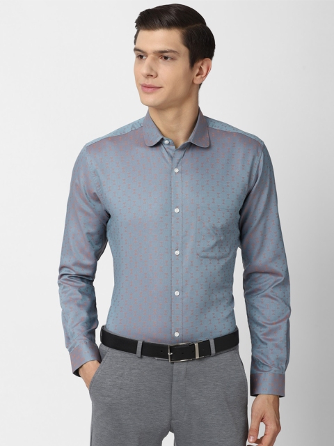 

Peter England Men Blue & Brown Formal Shirt