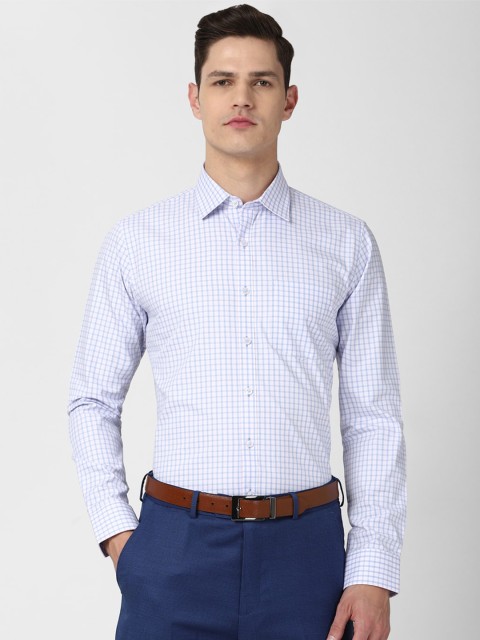

Van Heusen Men Blue & White Slim Fit Checked Formal Shirt