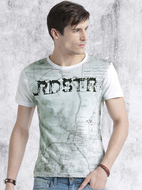

RDSTR Men Blue Printed Round Neck T-shirt