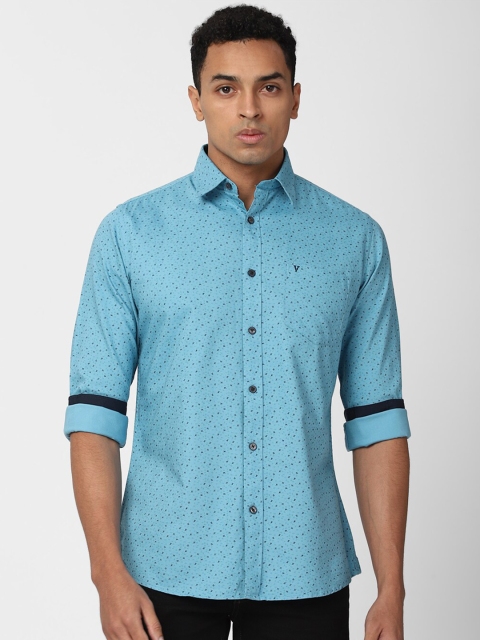 

Van Heusen Sport Men Blue Slim Fit Micro Ditsy Printed Pure Cotton Casual Shirt