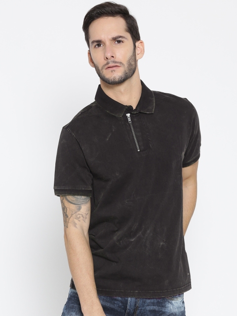 

Roadster Men Black Solid Polo Collar Pure Cotton T-shirt