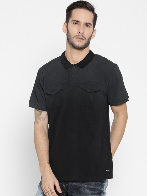 

Roadster Men Black Solid Polo Collar Pure Cotton T-shirt