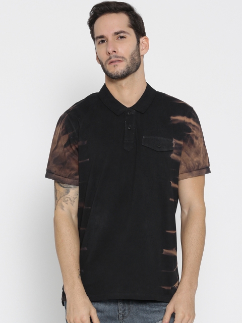 

Roadster Men Black Dyed Polo Collar T-shirt