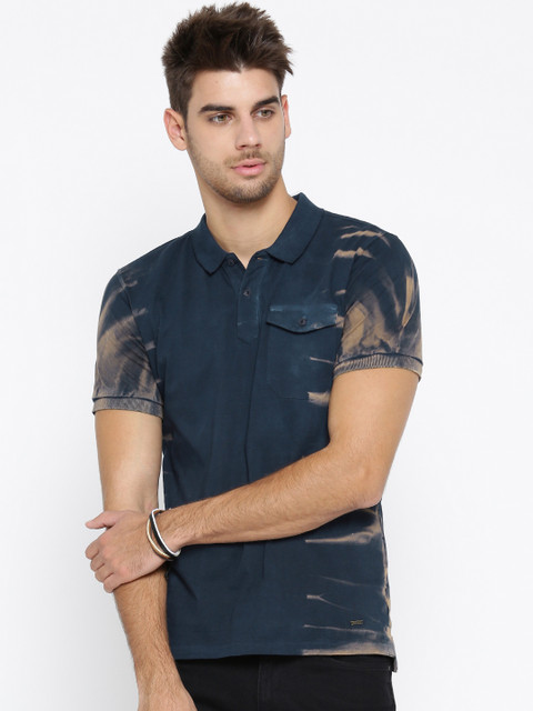 

Roadster Men Navy Blue Dyed Polo Collar T-shirt