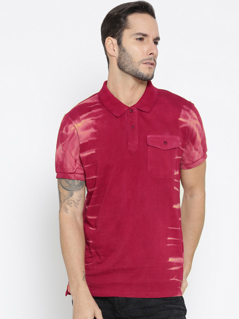 

RDSTR Men Maroon Dyed Polo Collar T-shirt