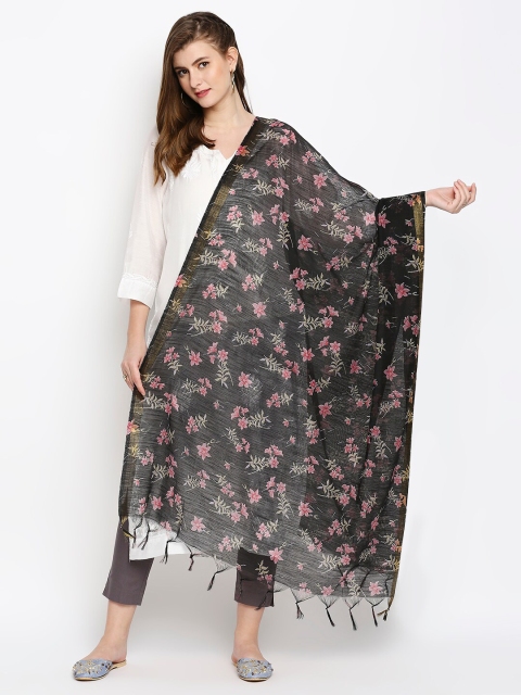 

Dupatta Bazaar Black & Pink Printed Dupatta
