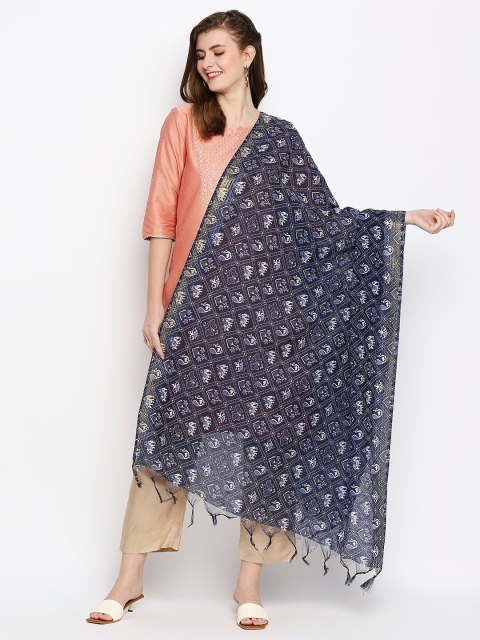 

Dupatta Bazaar Blue & White Ethnic Motifs Printed Indigo Dupatta