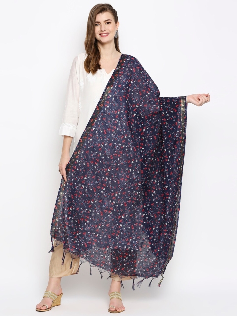 

Dupatta Bazaar Navy Blue & Red Printed Dupatta