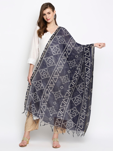 

Dupatta Bazaar Navy Blue & White Printed Dupatta