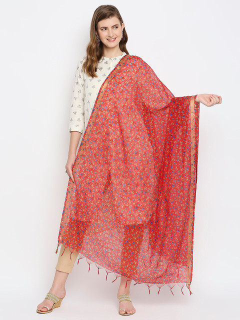 

Dupatta Bazaar Red & Blue Floral Printed Dupatta