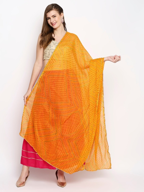 

Dupatta Bazaar Yellow & Pink Printed Bandhani Dupatta