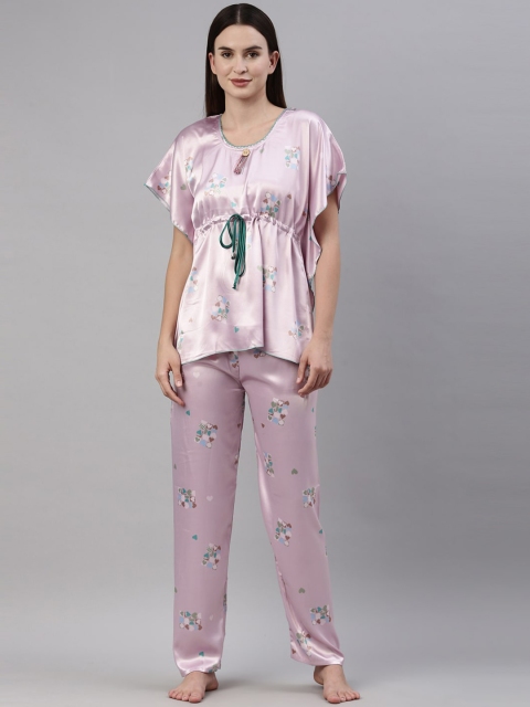 

GOLDSTROMS Women Pink Printed Kaftan Night suit