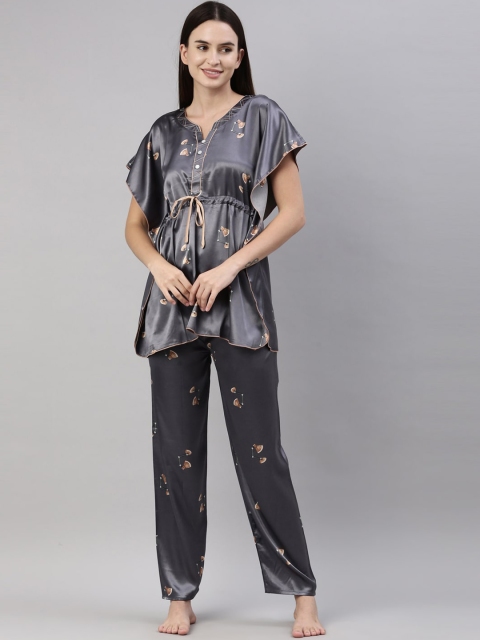

GOLDSTROMS Women Grey & Brown Printed Night suit