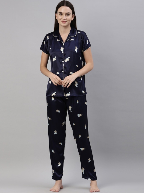 

GOLDSTROMS Women Navy Blue Printed Night suit