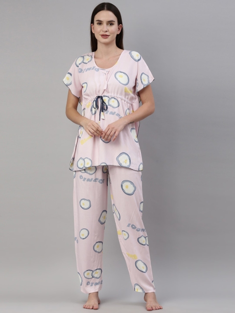 

GOLDSTROMS Women Pink & Blue Printed Night suit