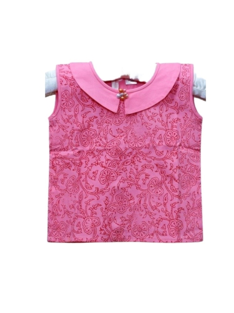 

Mish Organic Girls Pink Printed Peter Pan Collar Organic Cotton Top