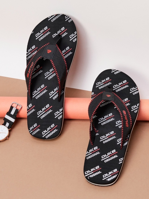 

Duke Men Black & White Printed Rubber Thong Flip-Flops
