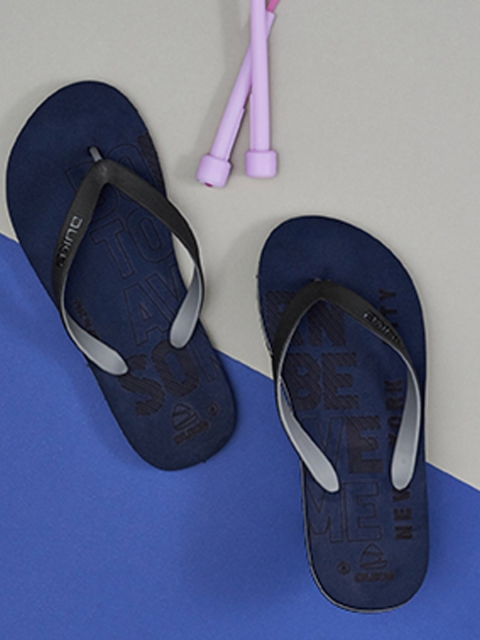 

Duke Men Navy Blue & Black Printed Rubber Thong Flip-Flops