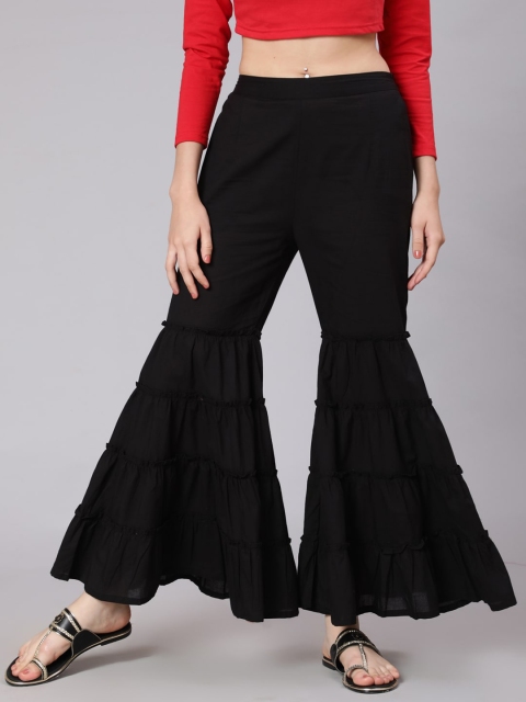 

Awadhi Women Black Flared Trousers