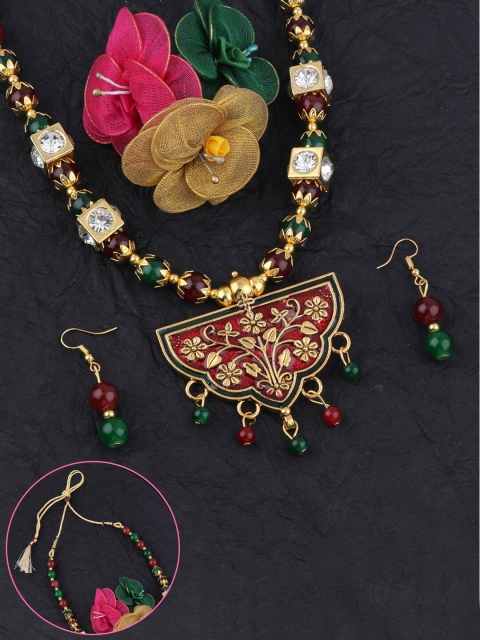 

Silver Shine Multicoloured Gold-Plated Necklace, Multi