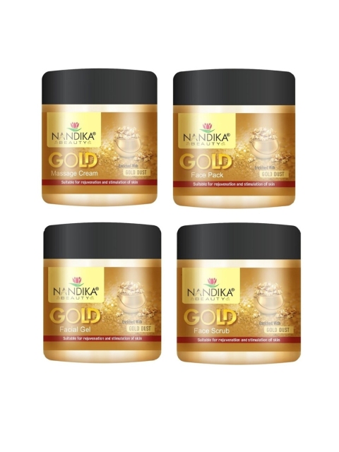 

NANDIKA BEAUTY Yellow Pack of 4 Gold Facial Kit- 200 gm