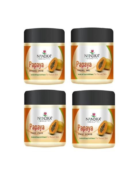 

NANDIKA BEAUTY Yellow Pack of 4 Papaya Facial Kit- 200 gm
