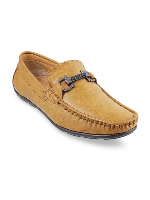 

WALKWAY Men Tan Brown Textured Loafers