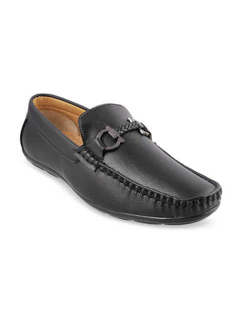 

WALKWAY by Metro Men Black Solid Slip-On Loafers