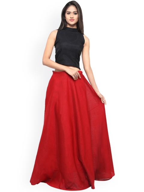 

Inddus Red & Black Semi-Stitched Lehenga Choli