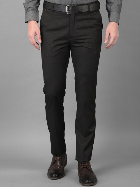 

Canary London Men Black Smart Slim Fit Wrinkle Free Trousers