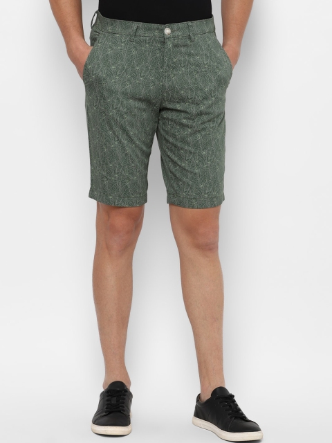 

Allen Solly Men Olive Green Floral Printed Slim Fit Shorts