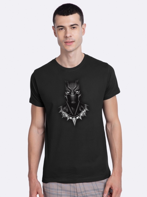 

Bewakoof Men Black Printed Pure Cotton T-shirt