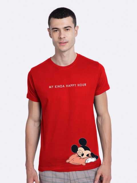 

Bewakoof Men Red Typography Printed Pure Cotton T-shirt