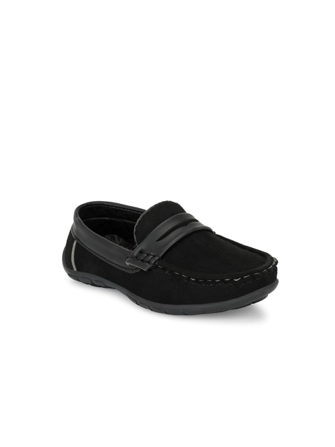

TUSKEY Boys Black Woven Design Loafers
