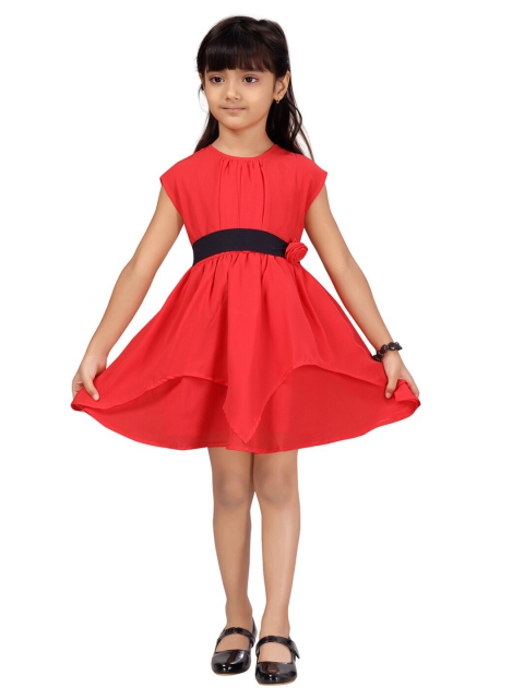 

Aarika Girls Red Solid Dress