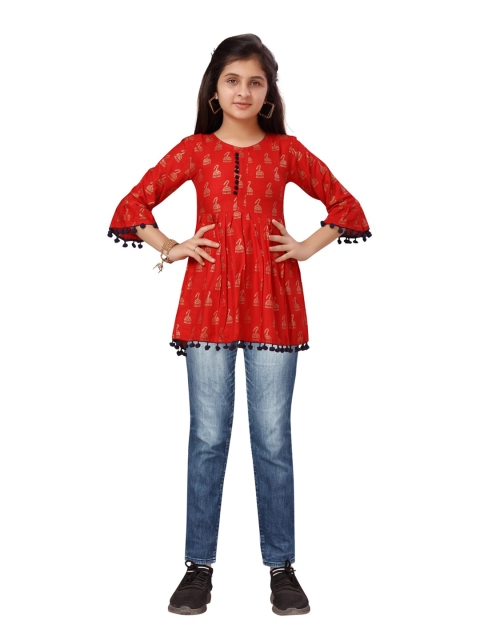 

Aarika Girls Red Printed Empire Top