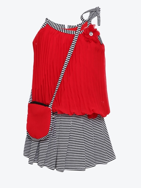 

Aarika Girls Red & White Top with Skirt