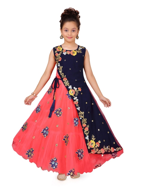 

Aarika Girls Red & Blue Embellished Net Maxi Dress