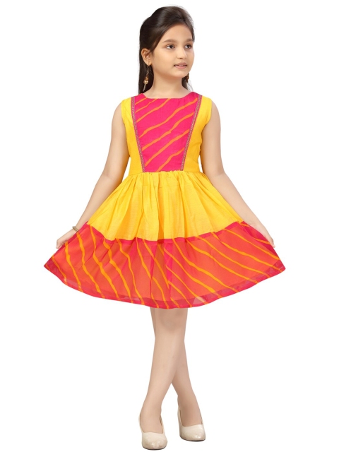 

Aarika Yellow & Pink Striped Dress