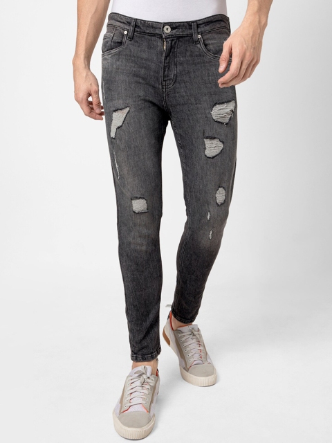 

Snitch Men Charcoal Skinny Fit Mildly Distressed Stretchable Denim Jeans