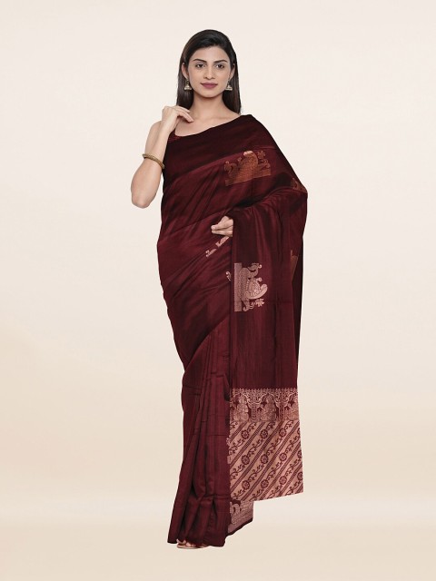 

Pothys Brown & Gold-Toned Woven Design Art Silk Saree