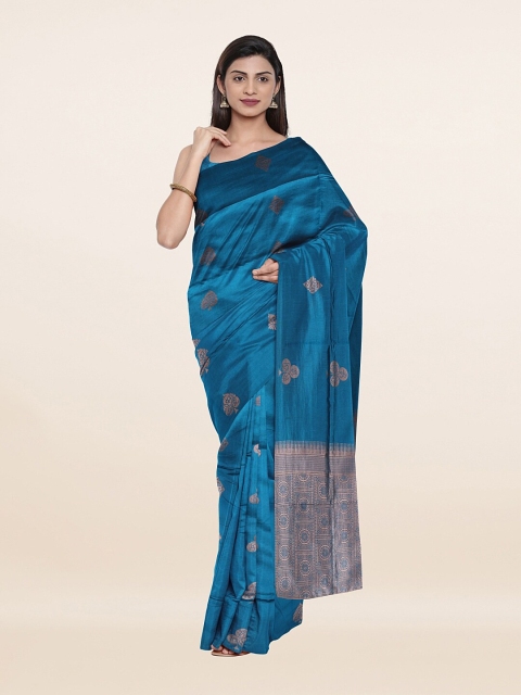 

Pothys Blue & Golden Ethnic Motifs Zari Art Silk Saree