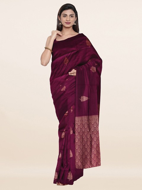

Pothys Violet & Gold-Toned Woven Design Art Silk Saree