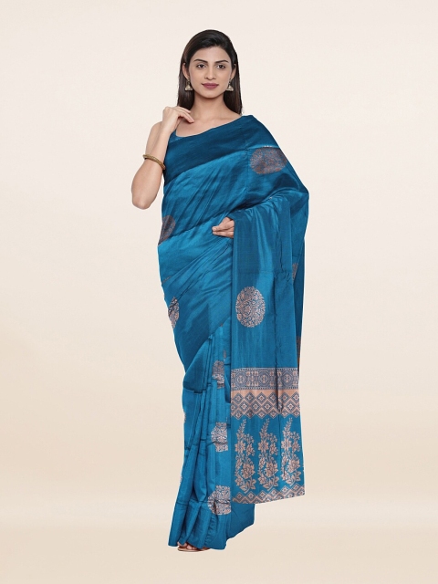

Pothys Blue & Golden Ethnic Motifs Zari Art Silk Saree