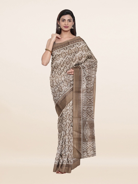 

Pothys Grey & White Printed Cotton Blend Saree