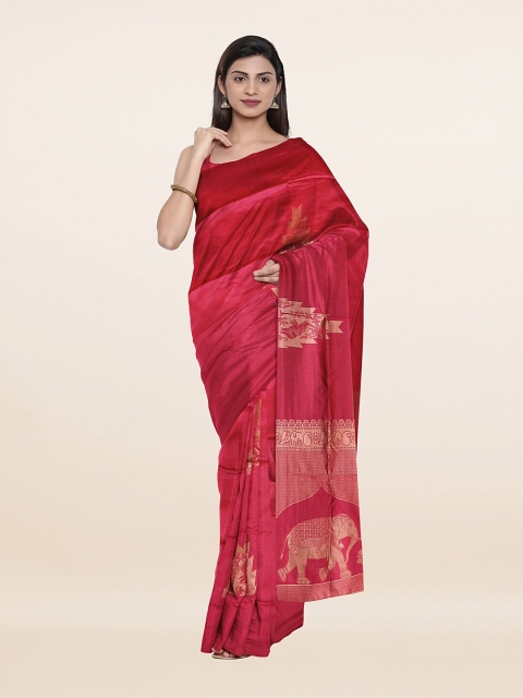 

Pothys Pink & Gold-Toned Woven Design Art Silk Saree