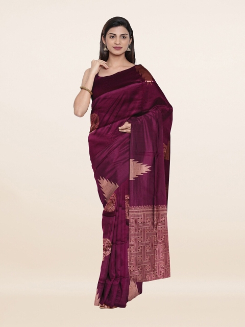 

Pothys Violet & Gold-Toned Woven Design Art Silk Saree