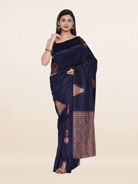 

Pothys Blue & Rose Gold Ethnic Motifs Zari Art Silk Saree