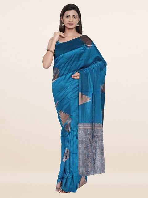 

Pothys Blue & Gold-Toned Woven Design Art Silk Saree